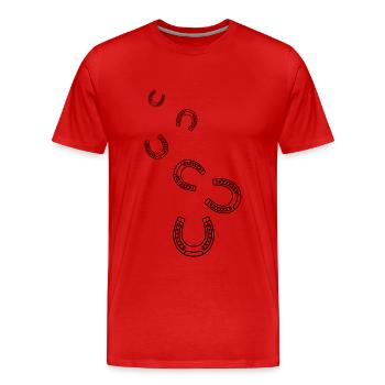 Hufeisen Icon - Männer Premium Bio T-Shirt - Rot - Vorne - Damien (186cm)