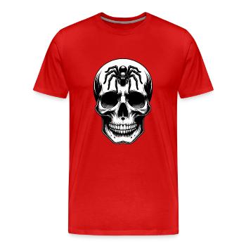 Skull with large spider on the forehead - Men's Premium Organic T-Shirt - red - Front - Damien (186cm)