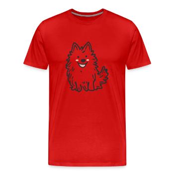 Cute Fluffy Dog - Happy Samoyed Illustration - Men's Premium Organic T-Shirt - red - Front - Damien (186cm)