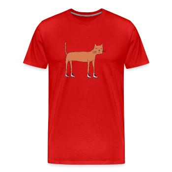 Chat sur roller quad - T-shirt bio Premium Homme - rouge - Devant - Damien (186cm)