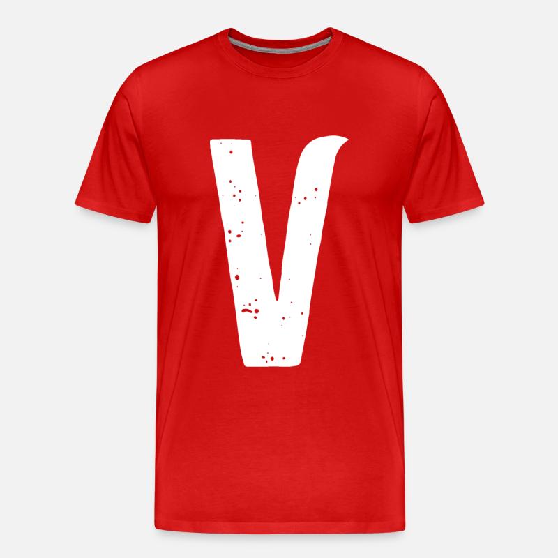 V Buchstabe - Männer Premium Bio T-Shirt - Rot