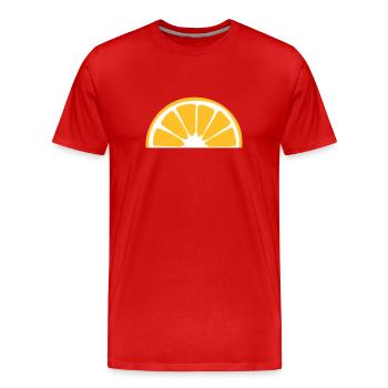 orange lemon half cut eating sour sweet tasty patt - Men's Premium Organic T-Shirt - red - Front - Damien (186cm)