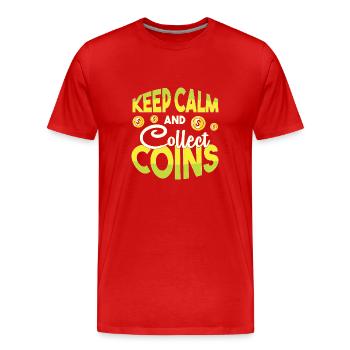 Collectionneur de pièces de monnaie - T-shirt bio Premium Homme - rouge - Devant - Damien (186cm)
