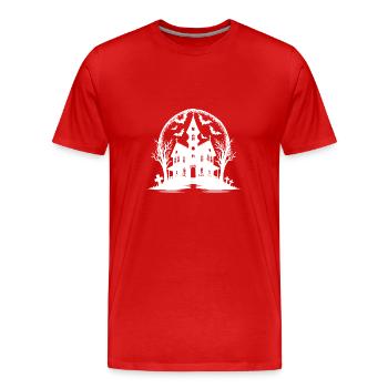 Klassisches Spukhaus gruseliger Halloween Style - Männer Premium Bio T-Shirt - Rot - Vorne - Damien (186cm)