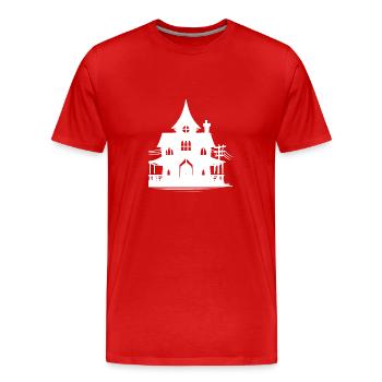 Vieille maison hantée d’Halloween abandonnée - T-shirt bio Premium Homme - rouge - Devant - Damien (186cm)