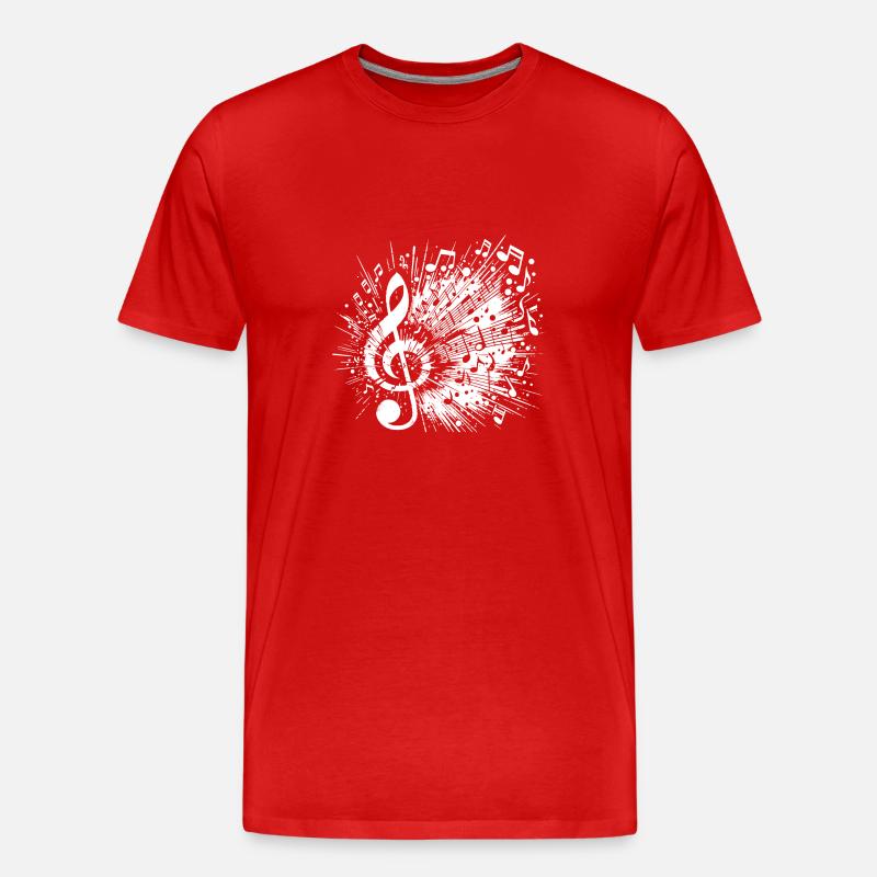 Explodierende Musik Notenschlüssel Tonleiter - Männer Premium Bio T-Shirt - Rot