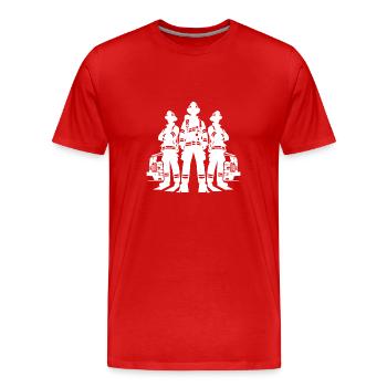 Feuerwehrmänner im Einsatz Porträt - Männer Premium Bio T-Shirt - Rot - Vorne - Damien (186cm)