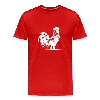 Eleganter Rassehahn mit großem Kamm - Männer Premium Bio T-Shirt - Rot - Vorne - Damien (186cm)