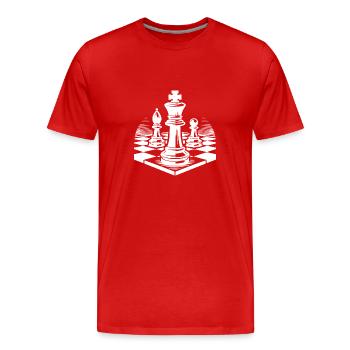 Chessboard with chess pieces king and bishop - Men's Premium Organic T-Shirt - red - Front - Damien (186cm)