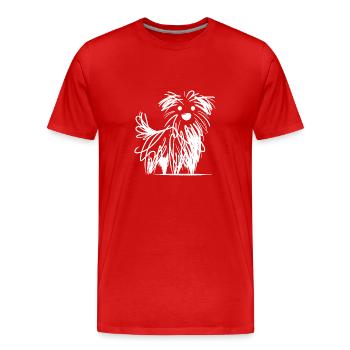 Verspielte Hundeskizze in Tinten Kritzellinien - Männer Premium Bio T-Shirt - Rot - Vorne - Damien (186cm)