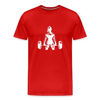 Athlète ambitieux avec barre - T-shirt bio Premium Homme - rouge - Devant - Damien (186cm)