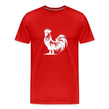 Proud rooster pedigree with large comb - Men's Premium Organic T-Shirt - red - Front - Damien (186cm)