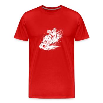 Rasanter Motocross Fahrer mit Matsch Spritzkraft - Männer Premium Bio T-Shirt - Rot - Vorne - Damien (186cm)