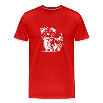 Croquis de chien minimaliste aux lignes chaotiques - T-shirt bio Premium Homme - rouge - Devant - Damien (186cm)