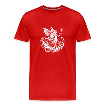 Fée dansante avec une baguette magique scintillante - T-shirt bio Premium Homme - rouge - Devant - Damien (186cm)