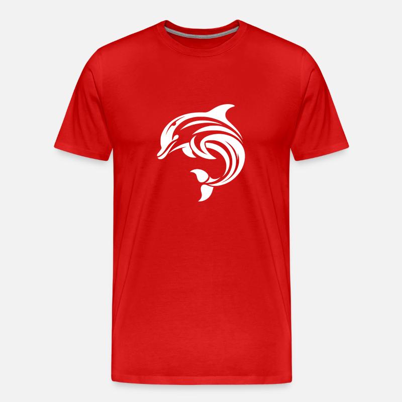 Eleganter dynamischer Delfin im Sprung - Männer Premium Bio T-Shirt - Rot