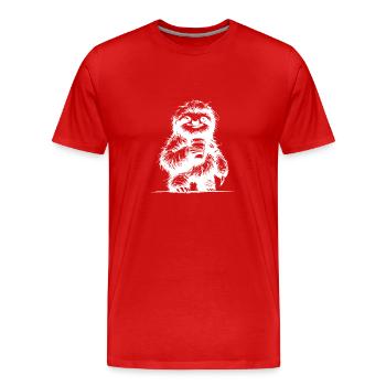 Mignon café paresseux dessin au crayon - T-shirt bio Premium Homme - rouge - Devant - Damien (186cm)