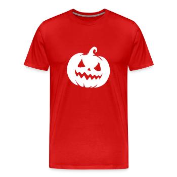 Lanterne citrouille magique coquine avec un sourire effronté - T-shirt bio Premium Homme - rouge - Devant - Damien (186cm)