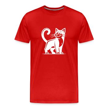 Clever cat with a smartass look - Men's Premium Organic T-Shirt - red - Front - Damien (186cm)