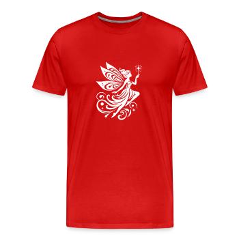 Fée de conte de fées avec silhouette magique - T-shirt bio Premium Homme - rouge - Devant - Damien (186cm)