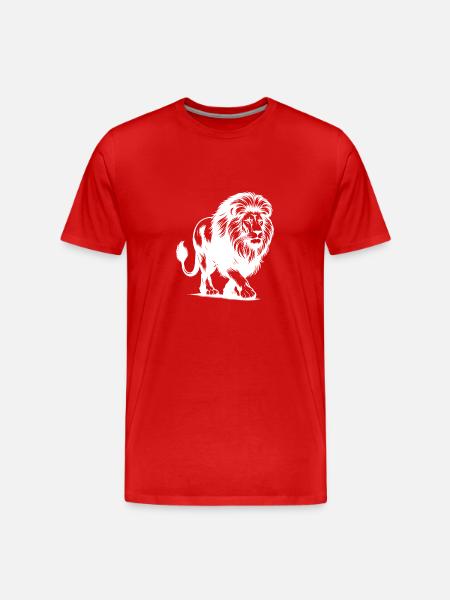 Mægtig stor katteløve med manke - Herre Premium T-shirt økologisk - rød