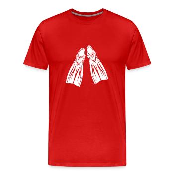 Gerätetaucher Flossen Tattoo Logo Style - Männer Premium Bio T-Shirt - Rot - Vorne - Damien (186cm)