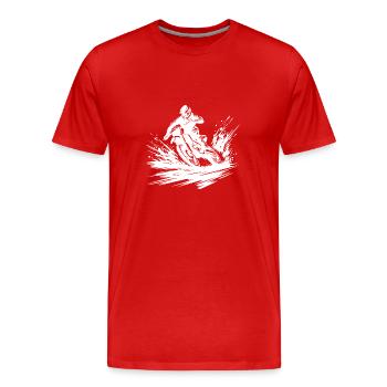 Moto de sport extrême en drift spectaculaire - T-shirt bio Premium Homme - rouge - Devant - Damien (186cm)