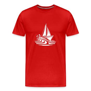 Schnelles Segelboot im Wellengang auf Kurs - Männer Premium Bio T-Shirt - Rot - Vorne - Damien (186cm)