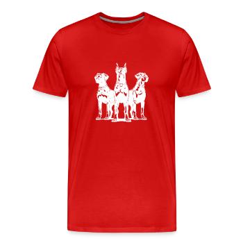 Trois élégants chiens de garde vigilants en poste - T-shirt bio Premium Homme - rouge - Devant - Damien (186cm)