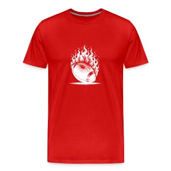 Field Goal Football in Flames and Fire - Men's Premium Organic T-Shirt - red - Front - Damien (186cm)