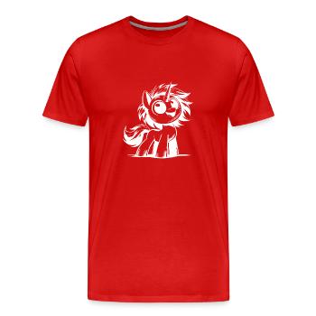 Magische Mähne, frecher Blick Einhorn in Sicht - Männer Premium Bio T-Shirt - Rot - Vorne - Damien (186cm)