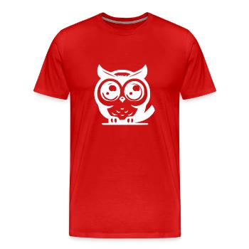 Niedliche süße Eule mit großen Augen - Männer Premium Bio T-Shirt - Rot - Vorne - Damien (186cm)