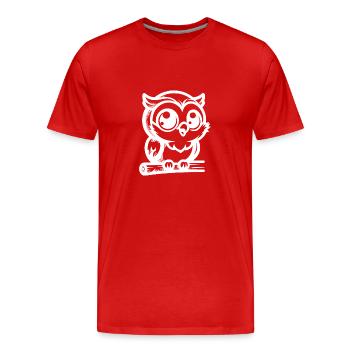 Child-friendly cartoon owl with big eyes - Men's Premium Organic T-Shirt - red - Front - Damien (186cm)