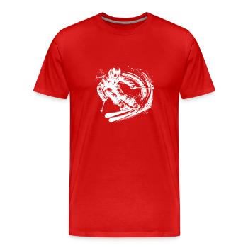 Skieur à pleine vitesse sur piste de poudreuse - T-shirt bio Premium Homme - rouge - Devant - Damien (186cm)