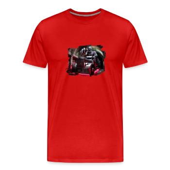 Dark Horseman of the Apocalypse on a Truck - Men's Premium Organic T-Shirt - red - Front - Damien (186cm)