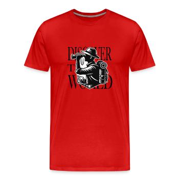 Le voyage autour du monde est une aventure pour les explorateurs - T-shirt bio Premium Homme - rouge - Devant - Damien (186cm)