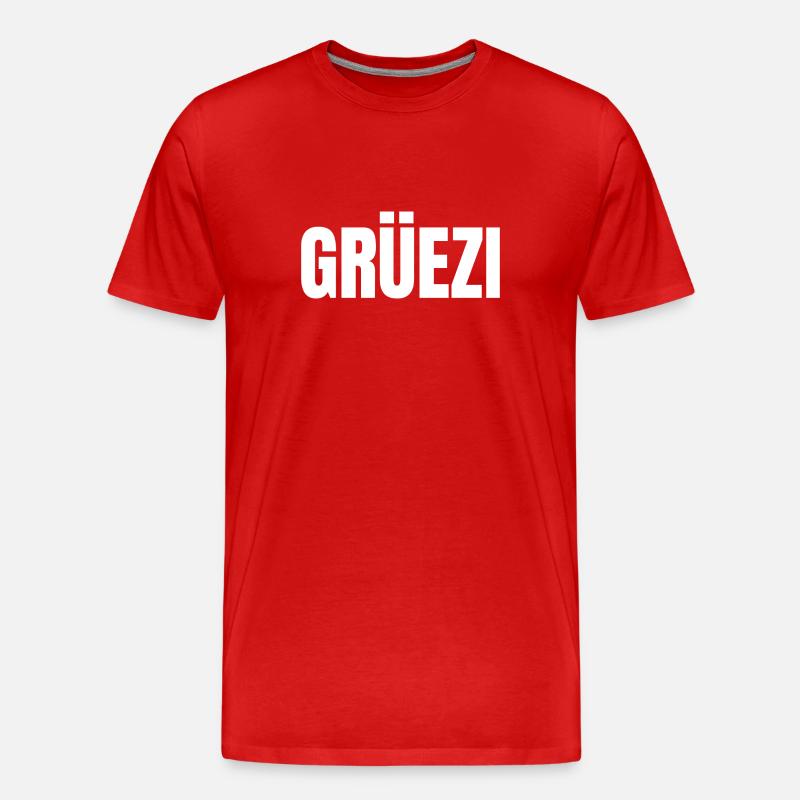 Grüezi - Schweizerdeutsch - Männer Premium Bio T-Shirt - Rot
