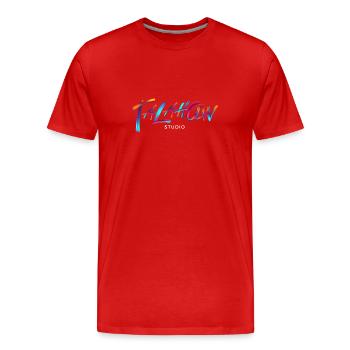 Talahoon Studios Rainbow Brushed - Männer Premium Bio T-Shirt - Rot - Vorne - Damien (186cm)