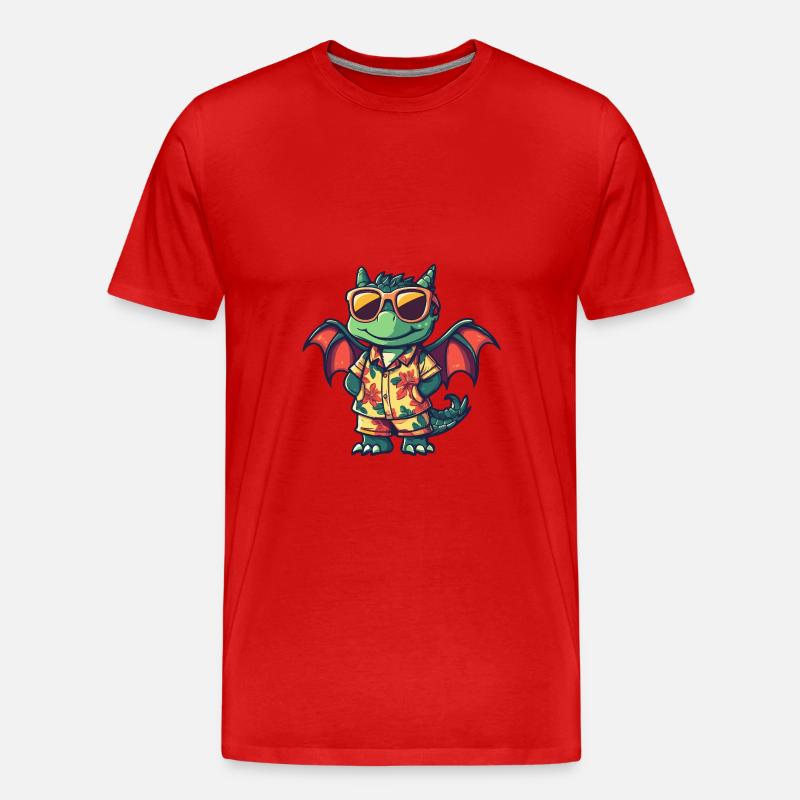 Drache Cool Sommer - Männer Premium Bio T-Shirt - Rot