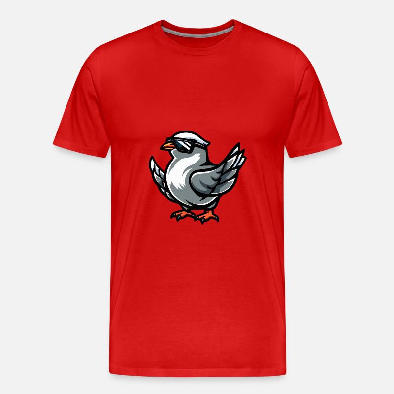 Taube Vogel Cool Comic - Männer Premium Bio T-Shirt - Rot