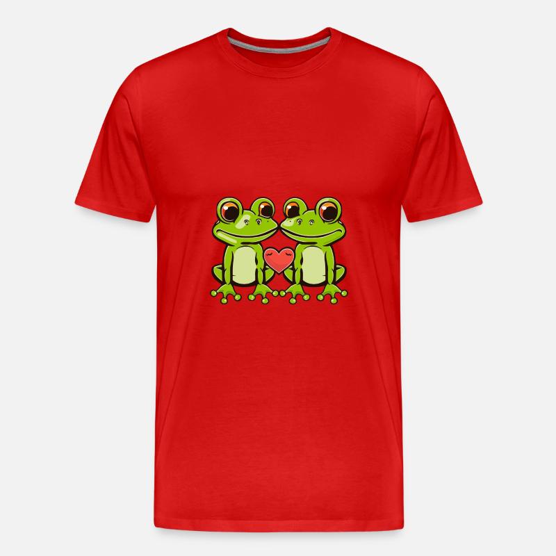 Frosch Paar Herz - Männer Premium Bio T-Shirt - Rot