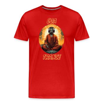 Goa Trance und Psytrance Buddhist mit Headphones - Männer Premium Bio T-Shirt - Rot - Vorne - Damien (186cm)