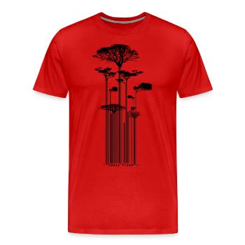 CODE BARRE - Arbre - conso - T-shirt bio Premium Homme - rouge - Devant - Damien (186cm)