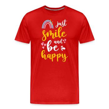 Glück Positiv Urlaub - Männer Premium Bio T-Shirt - Rot - Vorne - Damien (186cm)