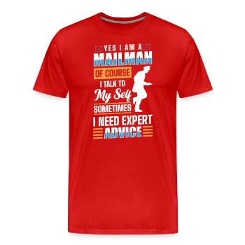 Post Beruf Arbeit Paketbote - Männer Premium Bio T-Shirt - Rot - Vorne - Damien (186cm)
