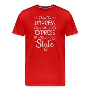 Modeliebhaber Trend Neumodisch Schmuck - Männer Premium Bio T-Shirt - Rot - Vorne - Damien (186cm)
