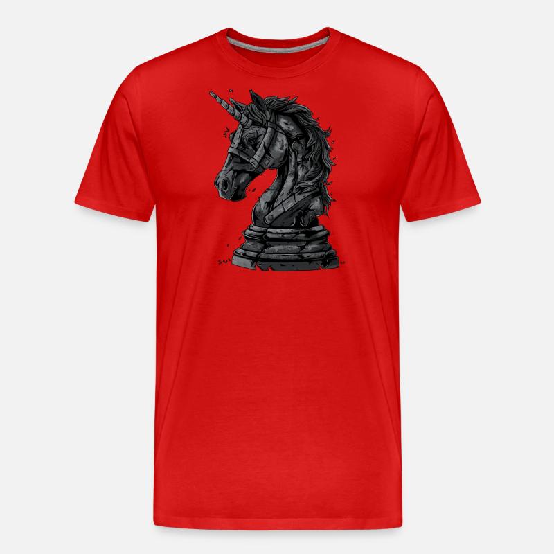 Springer Schach Pferd - Männer Premium Bio T-Shirt - Rot