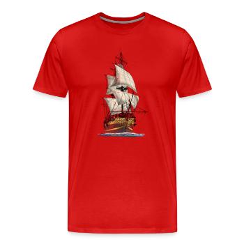 Segelschiff - Männer Premium Bio T-Shirt - Rot - Vorne - Damien (186cm)