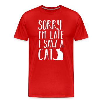 Katze Katzen - Männer Premium Bio T-Shirt - Rot - Vorne - Damien (186cm)