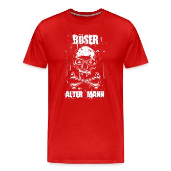 Totenkopf Totenschädel Böser Alter Mann Grunge - Männer Premium Bio T-Shirt - Rot - Vorne - Damien (186cm)